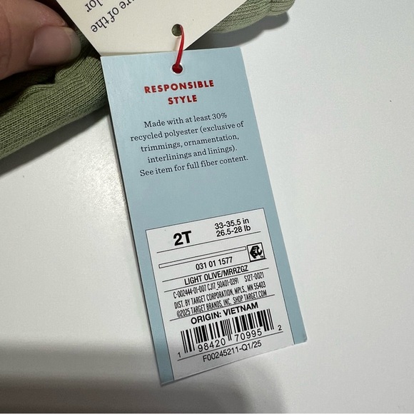 NWT Cat & Jack Kids Light Olive Green Skort 2T - Picture 5 of 5